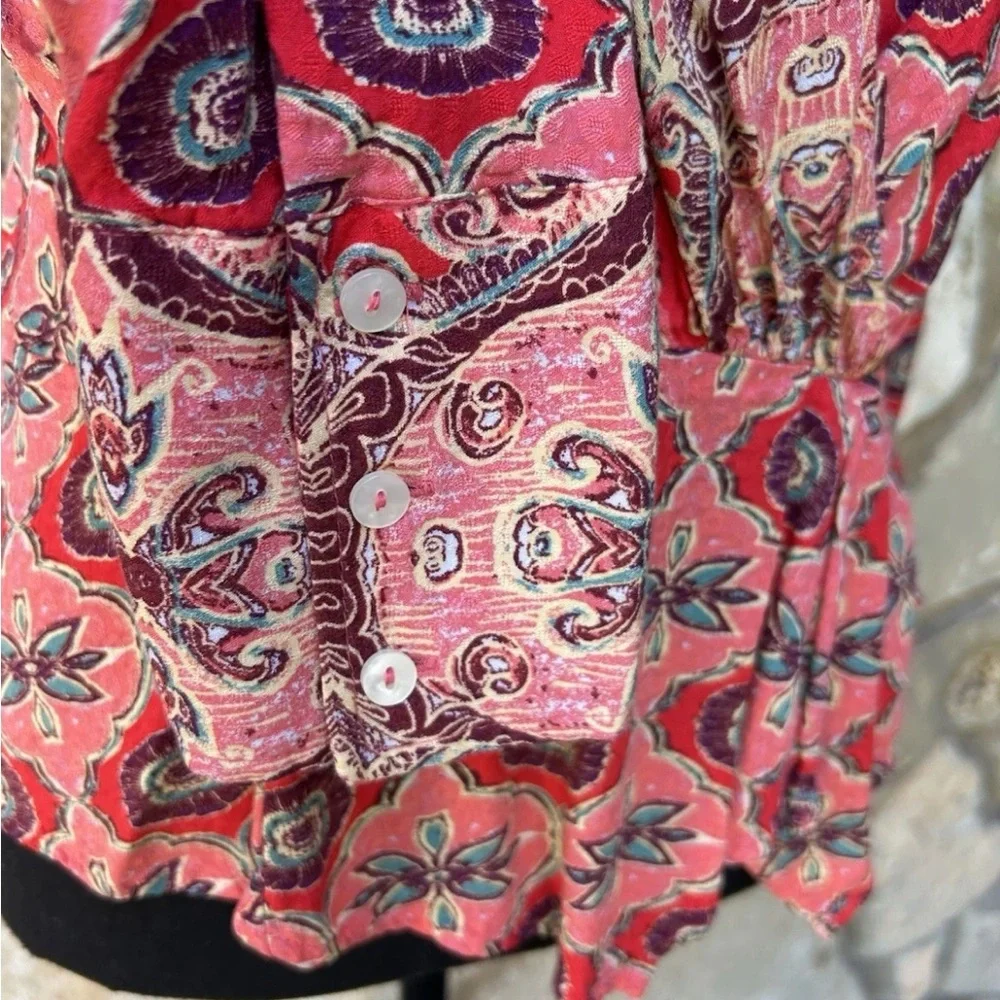 Free People Falling For You Top Medium Faux Wrap Hibiscus‎ Combo Excellent - Picture 6 of 12